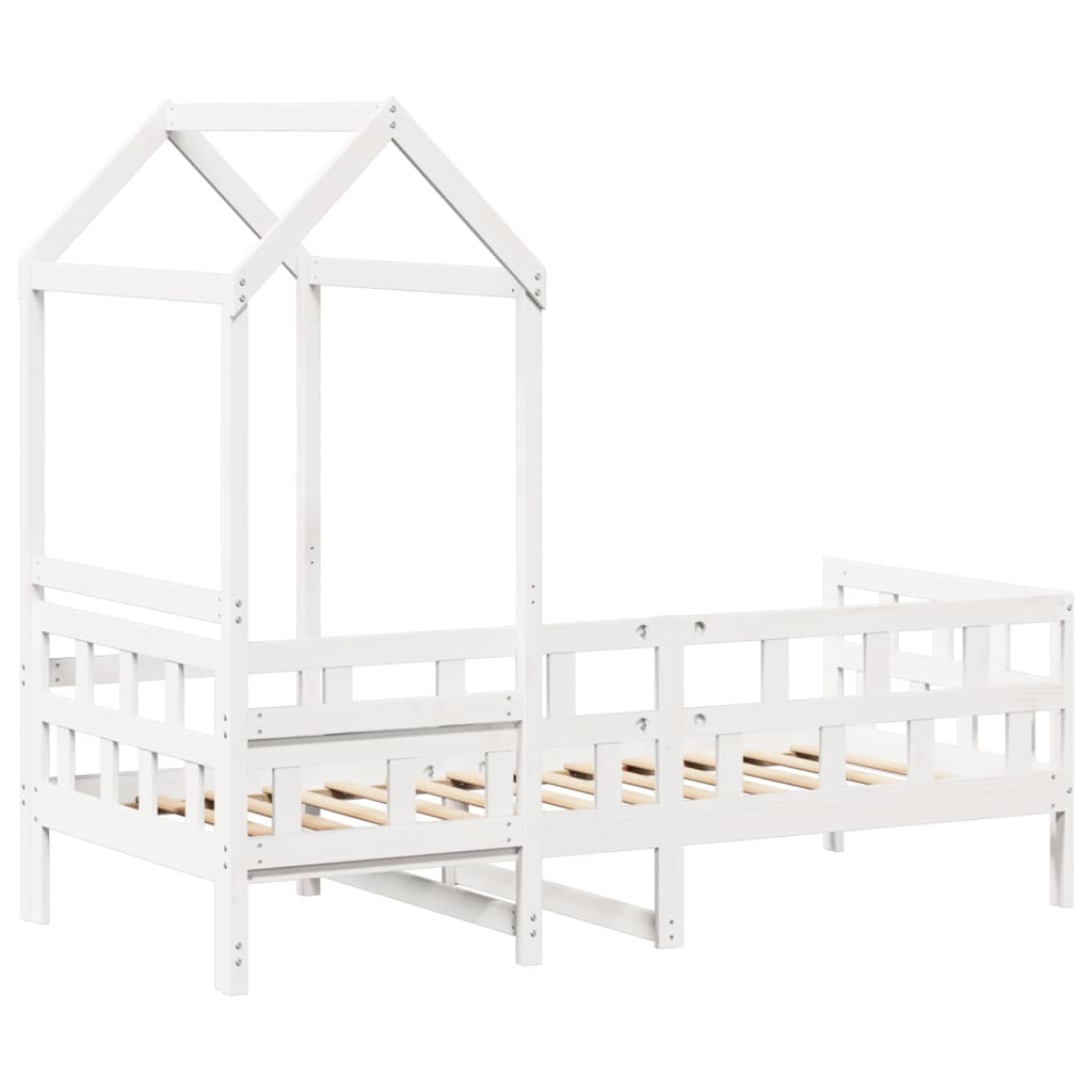 Lit de jour avec toit sans matelas blanc 80x200 cm bois massif - XIOS