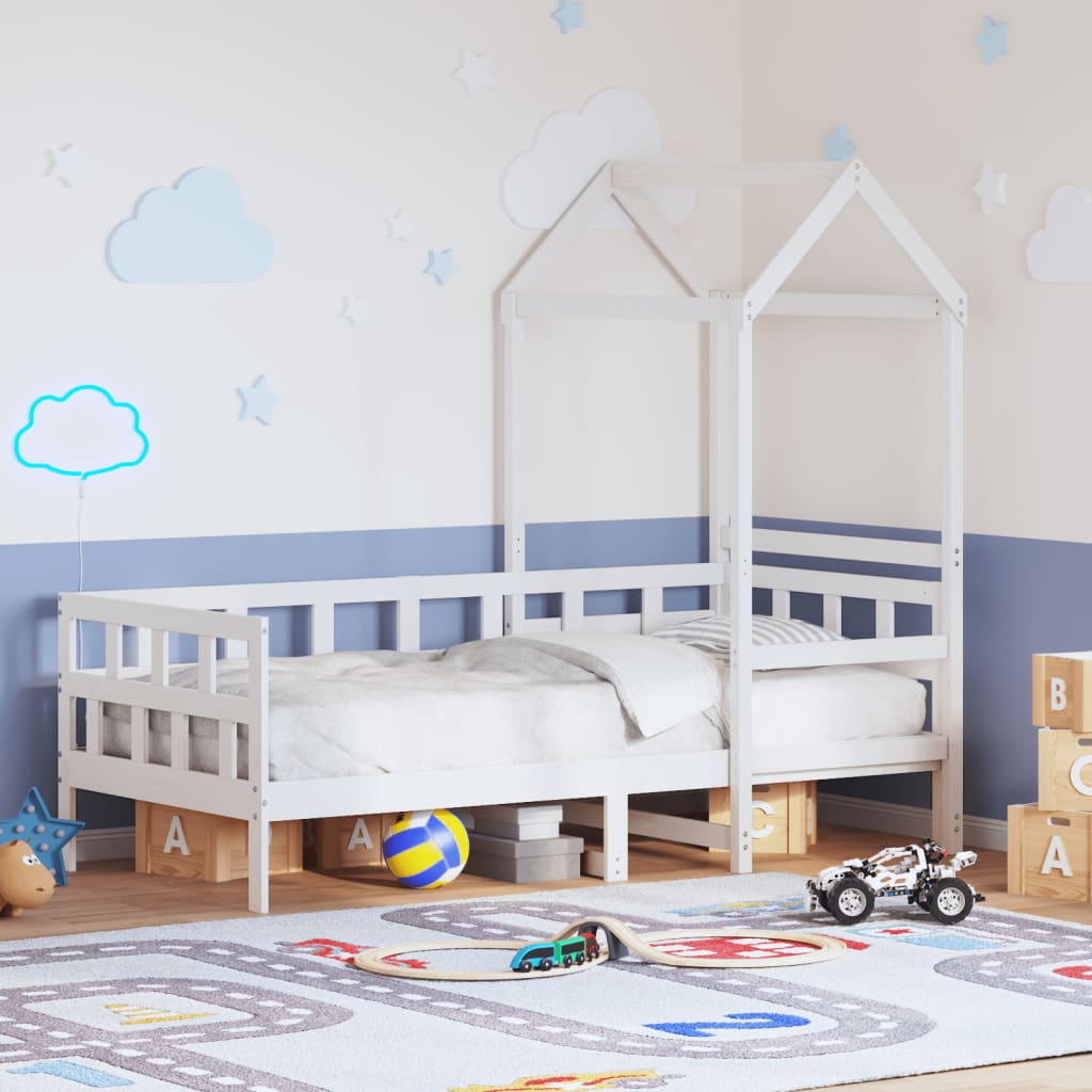 Lit de jour avec toit sans matelas blanc 80x200 cm bois massif - XIOS