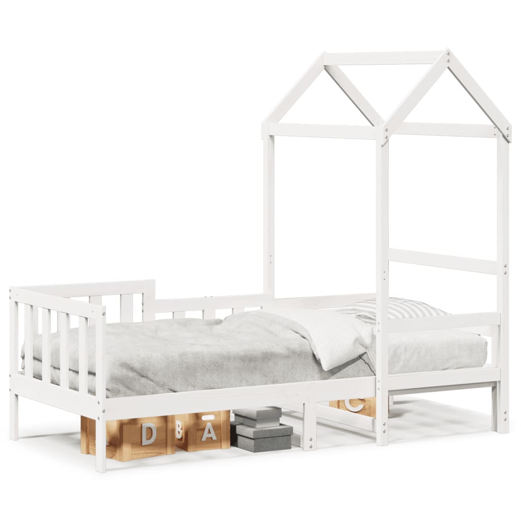 Lit de jour avec toit sans matelas blanc 80x200 cm bois massif - XIOS