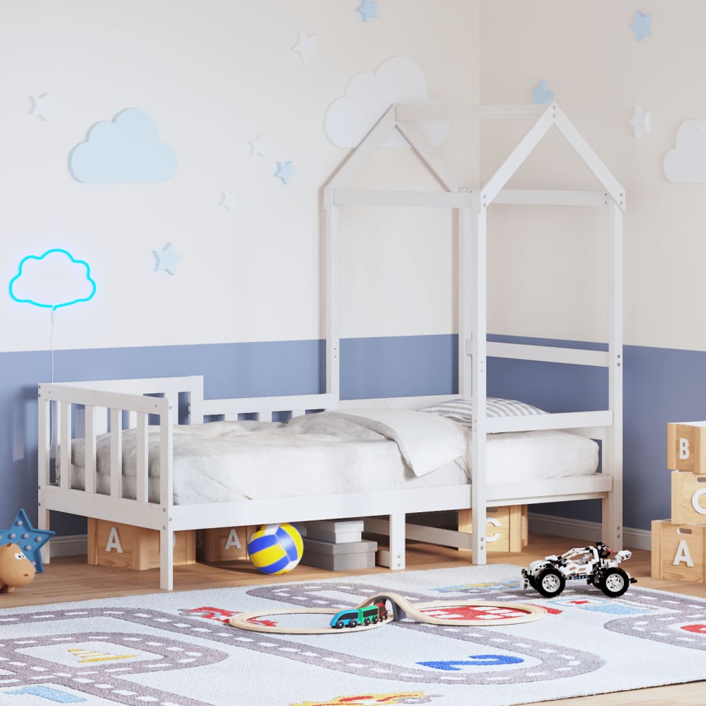 Lit de jour avec toit sans matelas blanc 80x200 cm bois massif - XIOS