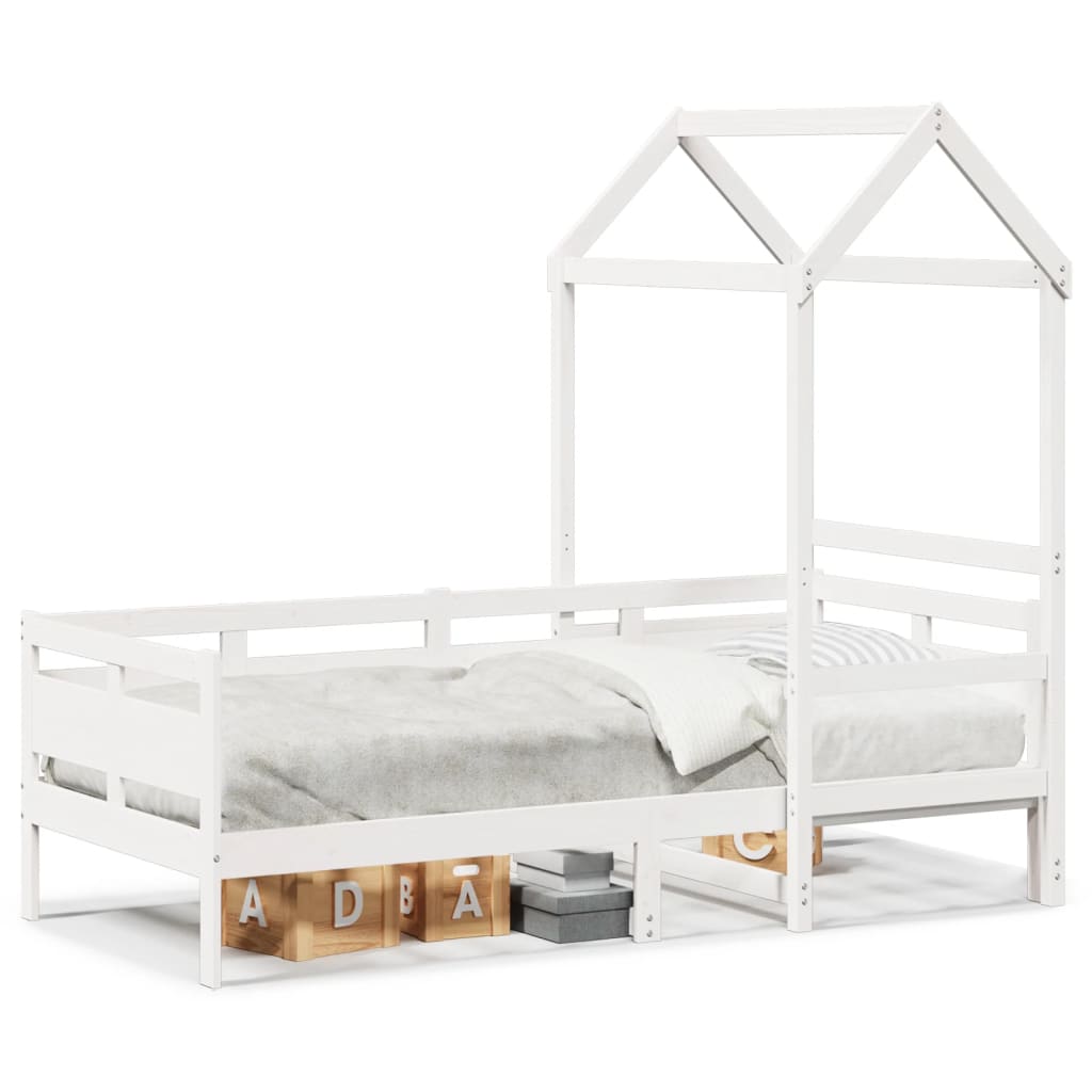 Lit de jour avec toit sans matelas blanc 80x200 cm bois massif - XIOS