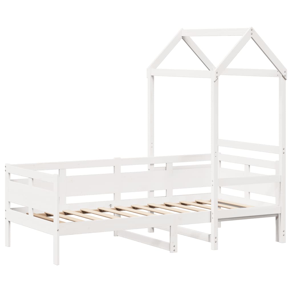 Lit de jour avec toit sans matelas blanc 80x200 cm bois massif - XIOS