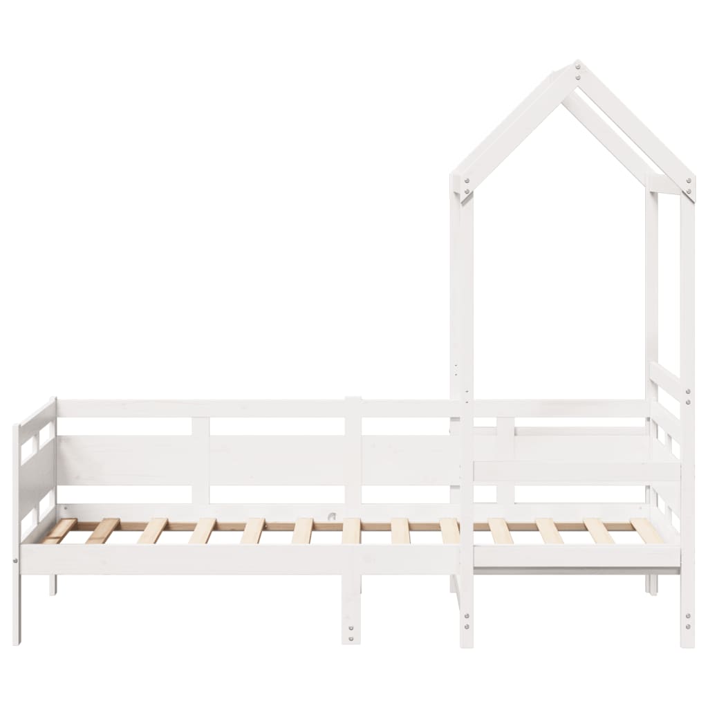 Lit de jour avec toit sans matelas blanc 80x200 cm bois massif - XIOS