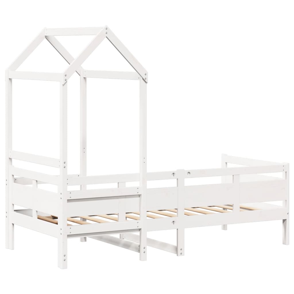 Lit de jour avec toit sans matelas blanc 80x200 cm bois massif - XIOS