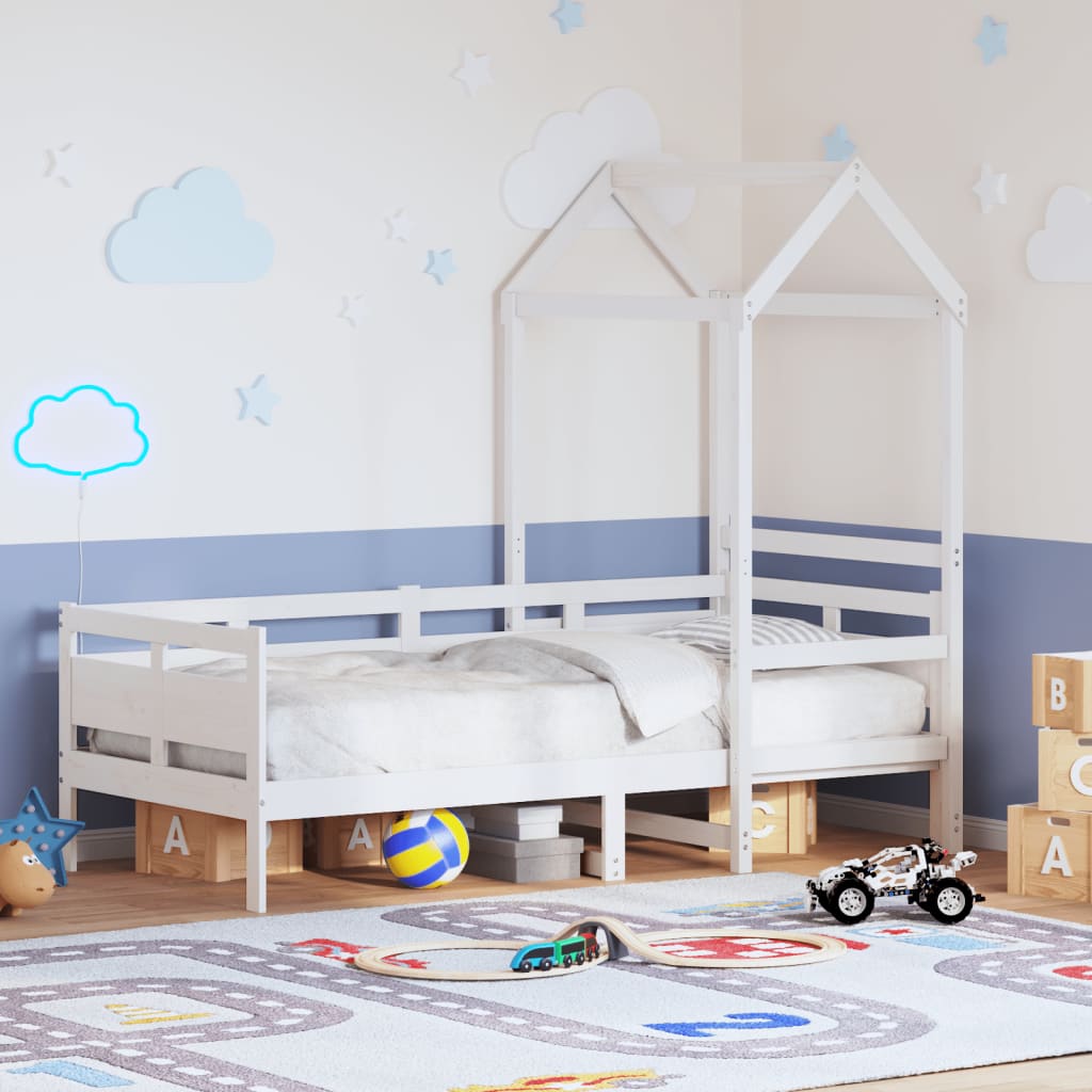 Lit de jour avec toit sans matelas blanc 80x200 cm bois massif - XIOS