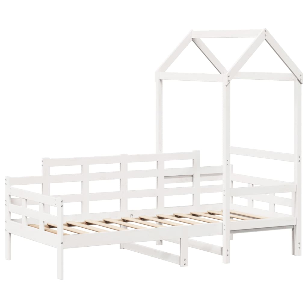 Lit de jour avec toit sans matelas blanc 80x200 cm bois massif - XIOS