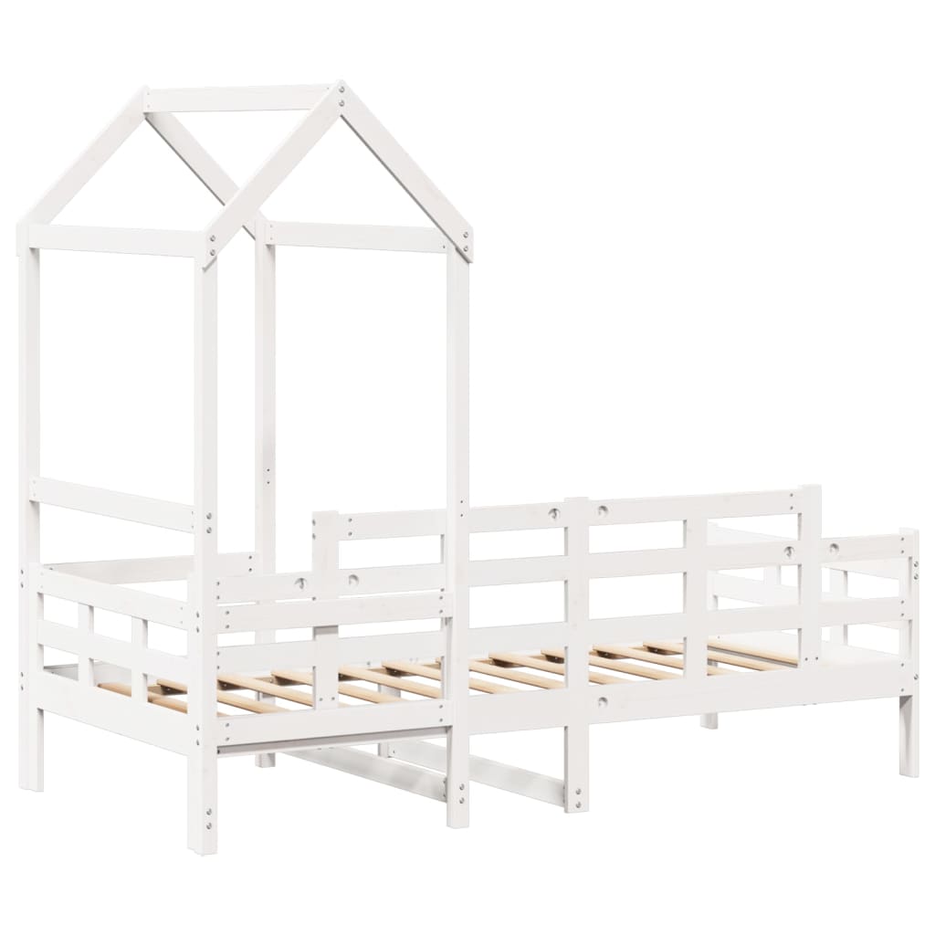 Lit de jour avec toit sans matelas blanc 80x200 cm bois massif - XIOS