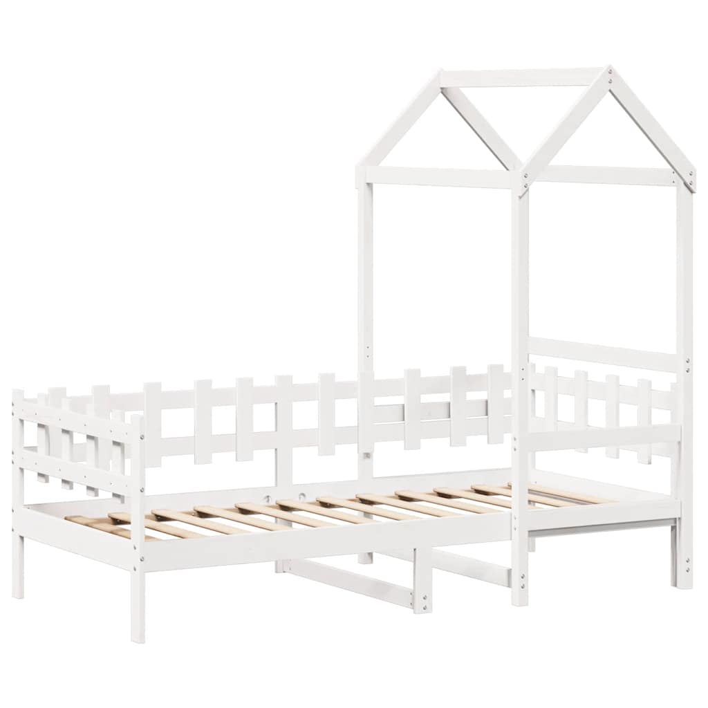 Lit de jour avec toit sans matelas blanc 80x200 cm bois massif - XIOS