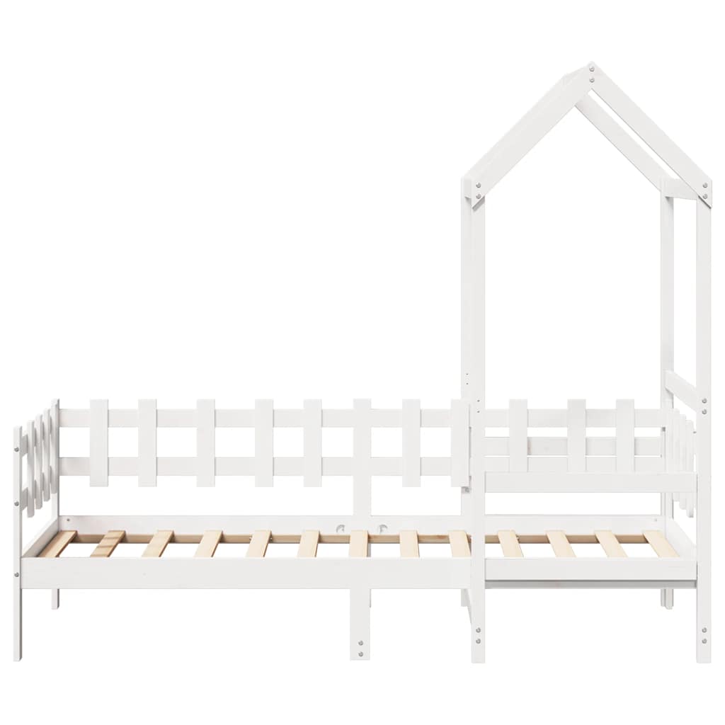Lit de jour avec toit sans matelas blanc 80x200 cm bois massif - XIOS