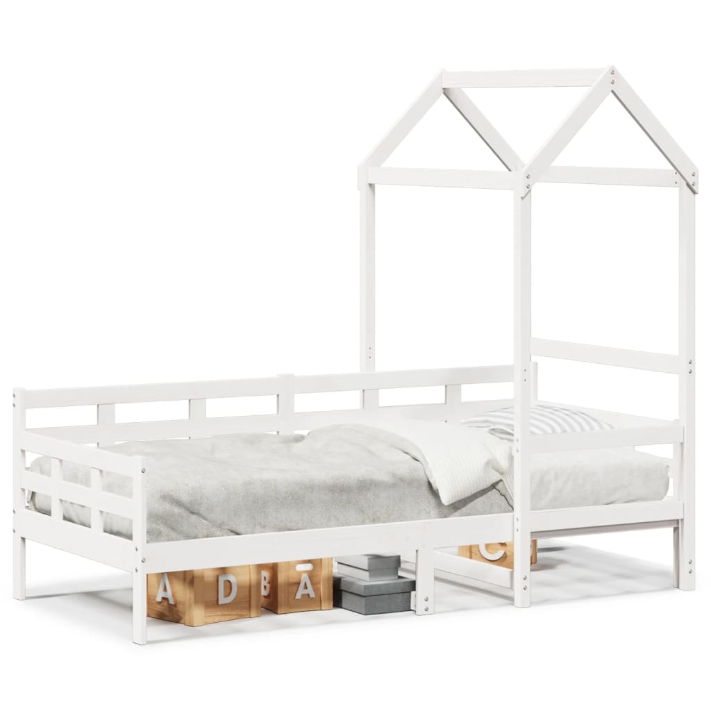 Lit de jour avec toit sans matelas blanc 80x200 cm bois massif - XIOS