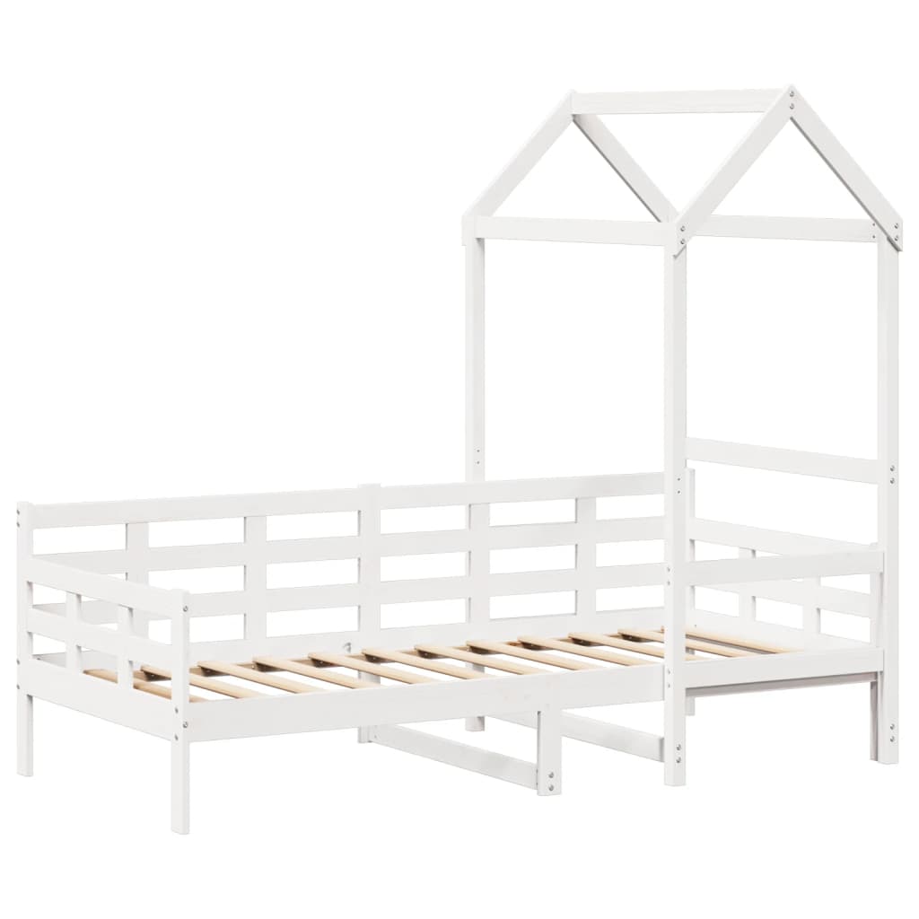 Lit de jour avec toit sans matelas blanc 80x200 cm bois massif - XIOS
