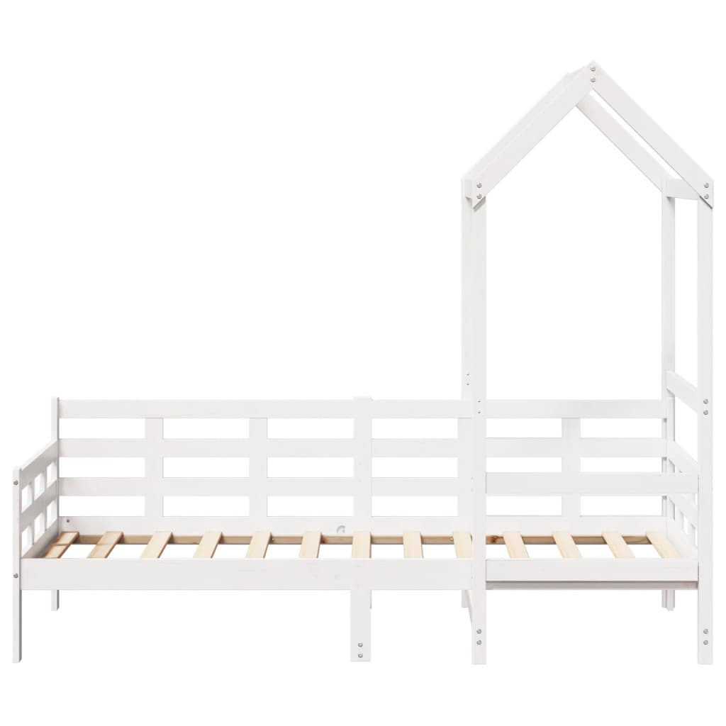Lit de jour avec toit sans matelas blanc 80x200 cm bois massif - XIOS