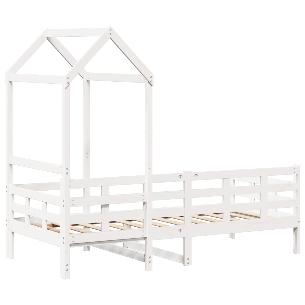 Lit de jour avec toit sans matelas blanc 80x200 cm bois massif - XIOS