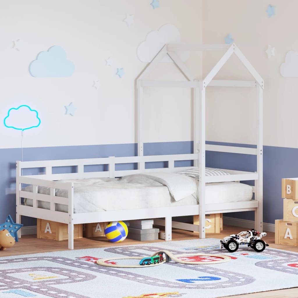Lit de jour avec toit sans matelas blanc 80x200 cm bois massif - XIOS