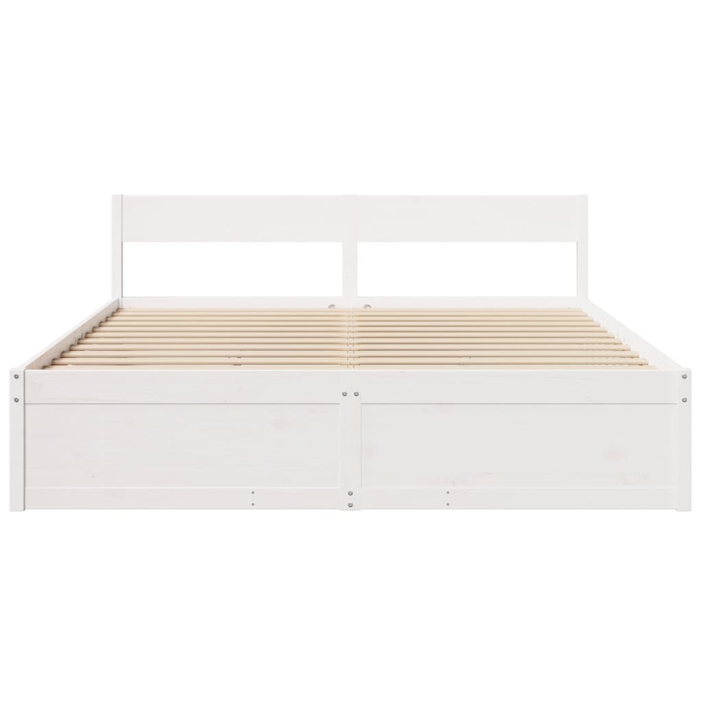 Cadre de lit sans matelas blanc 200x200 cm bois massif de pin - XIOS