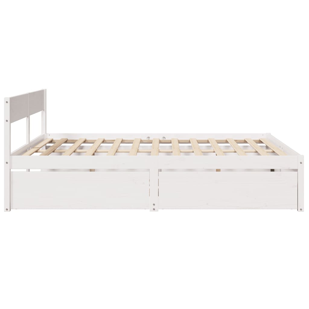 Cadre de lit sans matelas blanc 200x200 cm bois massif de pin - XIOS