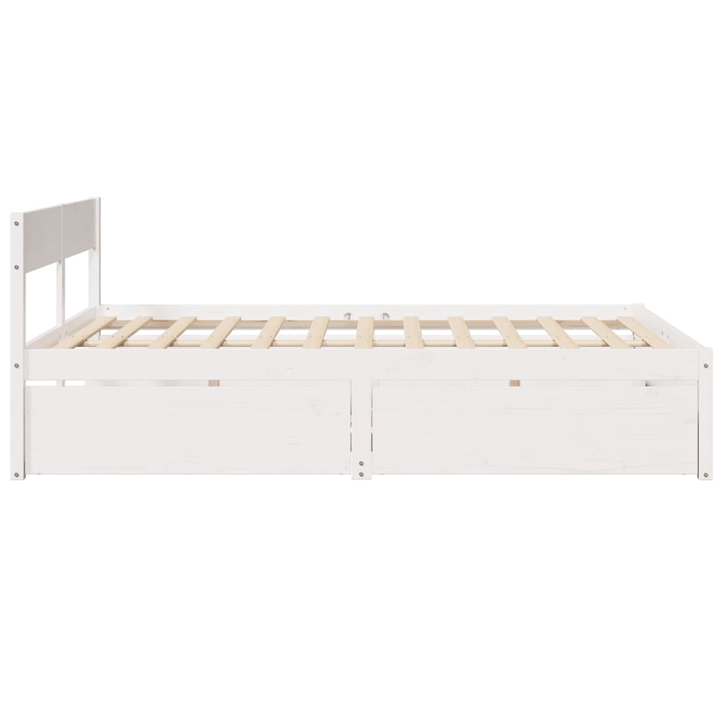 Cadre de lit sans matelas blanc 150x200 cm bois de pin massif - XIOS