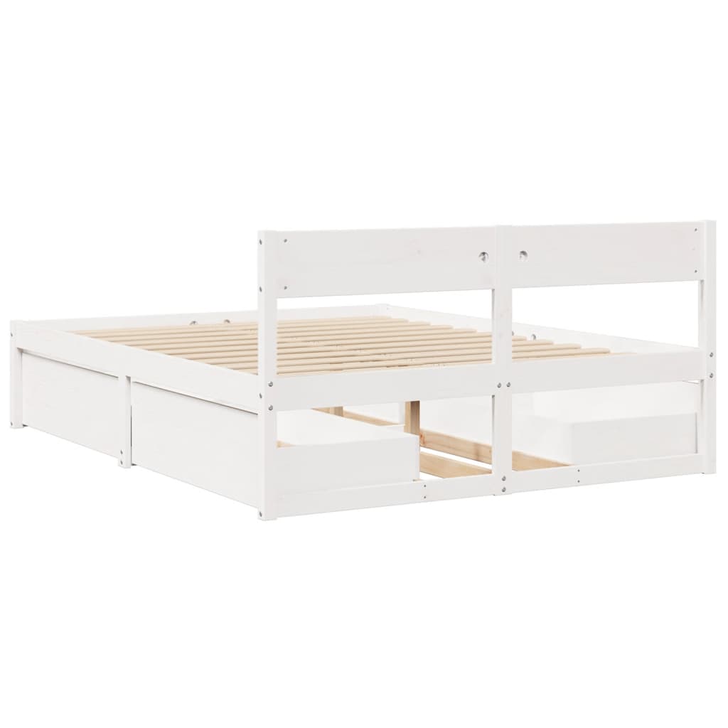 Cadre de lit sans matelas blanc 150x200 cm bois de pin massif - XIOS