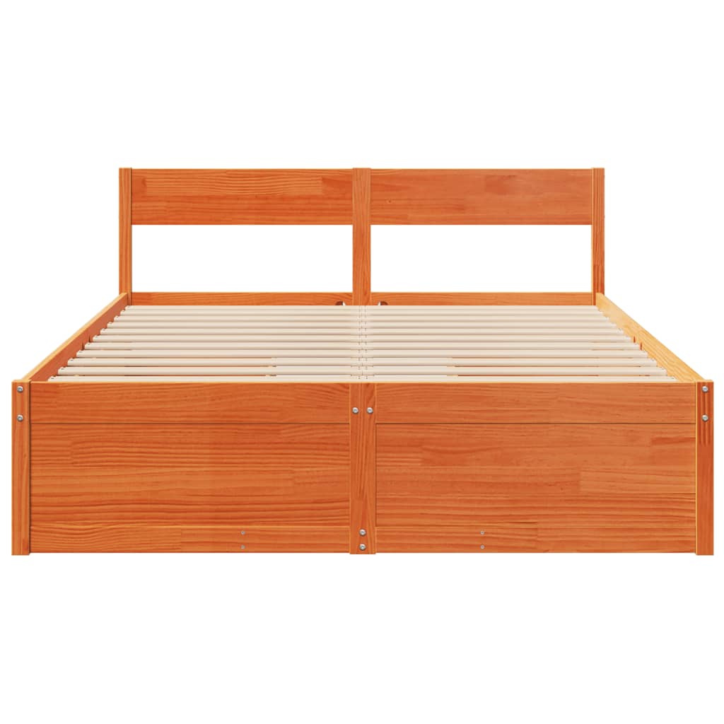 Cadre de lit sans matelas cire marron 150x200cm bois pin massif - XIOS