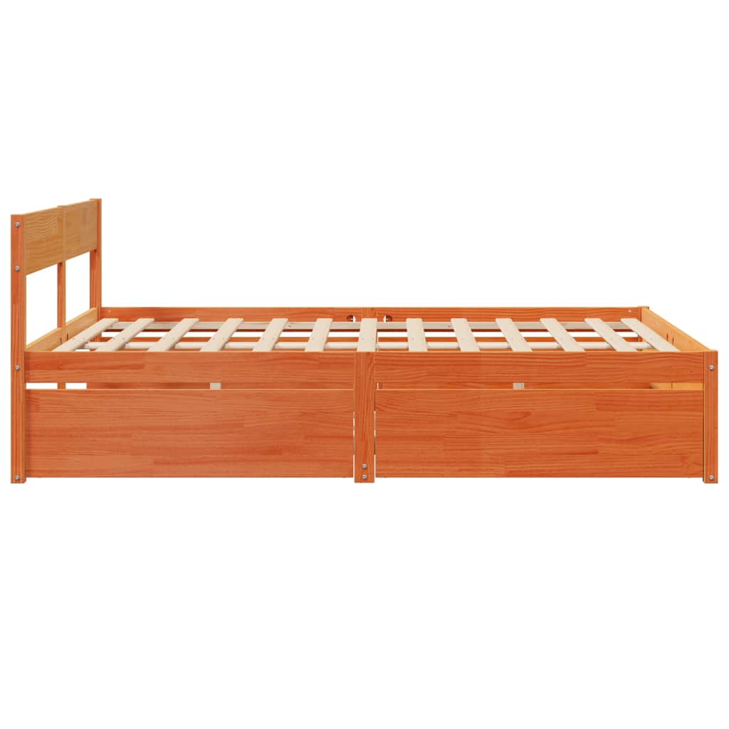 Cadre de lit sans matelas cire marron 150x200cm bois pin massif - XIOS