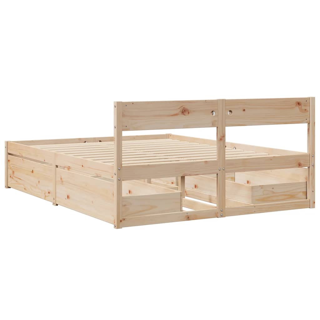 Cadre de lit sans matelas 140x200 cm bois massif de pin - XIOS