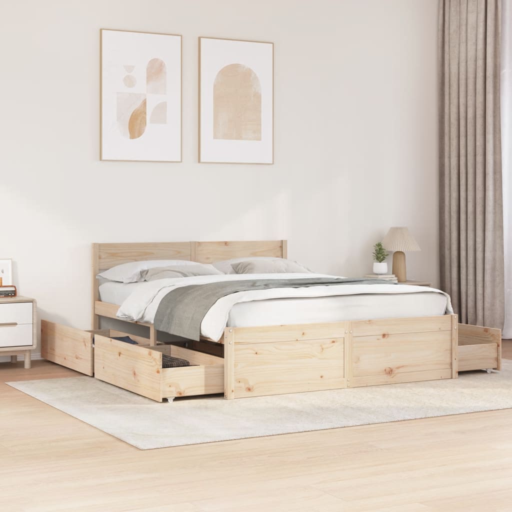 Cadre de lit sans matelas 140x200 cm bois massif de pin - XIOS
