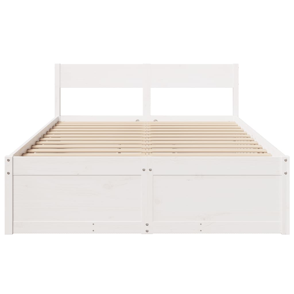 Cadre de lit sans matelas blanc 135x190 cm bois de pin massif - XIOS