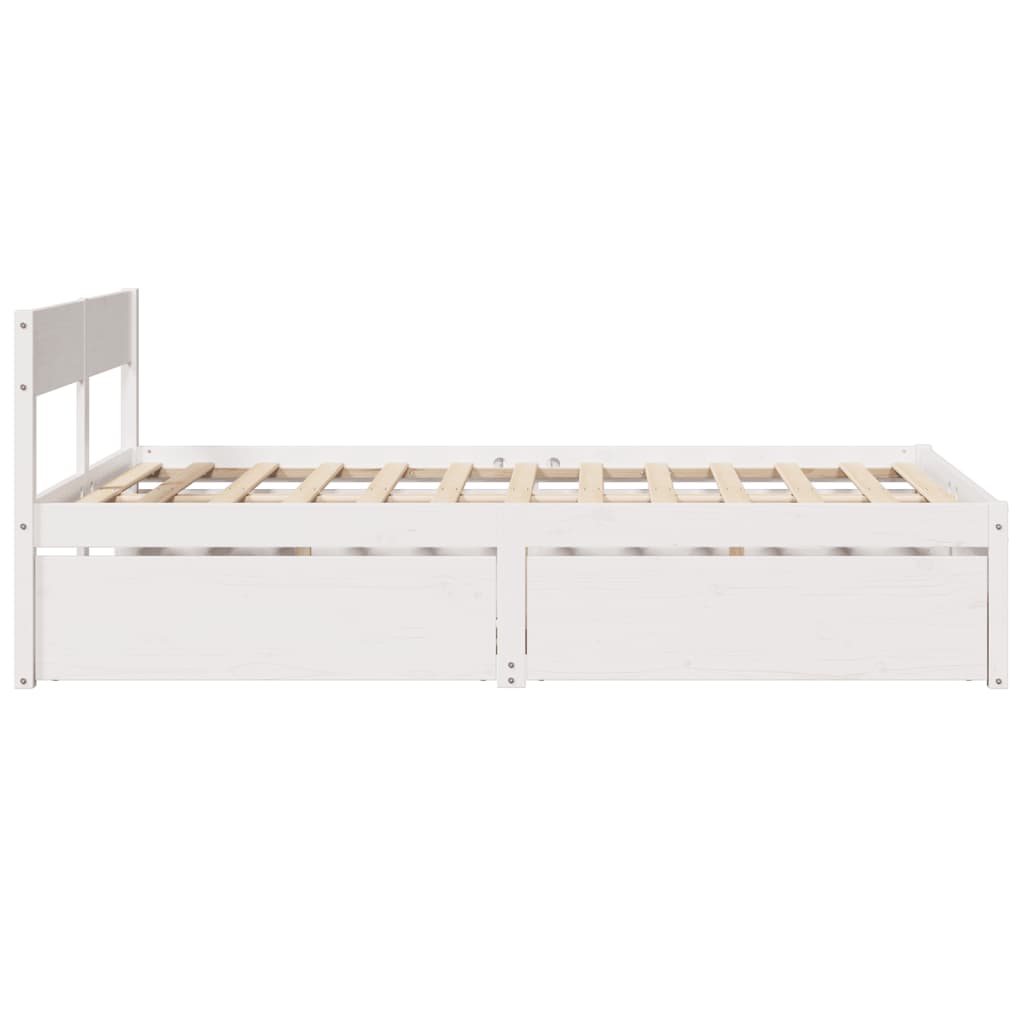 Cadre de lit sans matelas blanc 135x190 cm bois de pin massif - XIOS