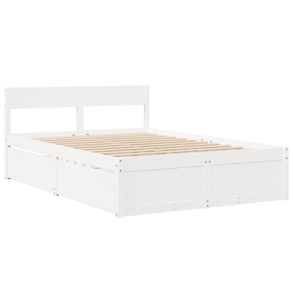 Cadre de lit sans matelas blanc 120x190 cm bois de pin massif - XIOS