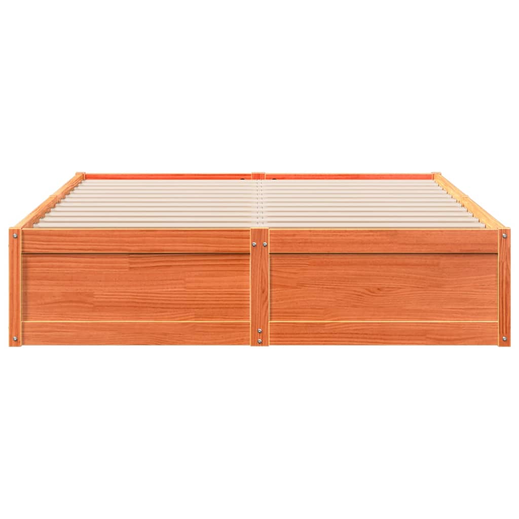 Cadre de lit sans matelas cire marron 160x200cm bois pin massif - XIOS