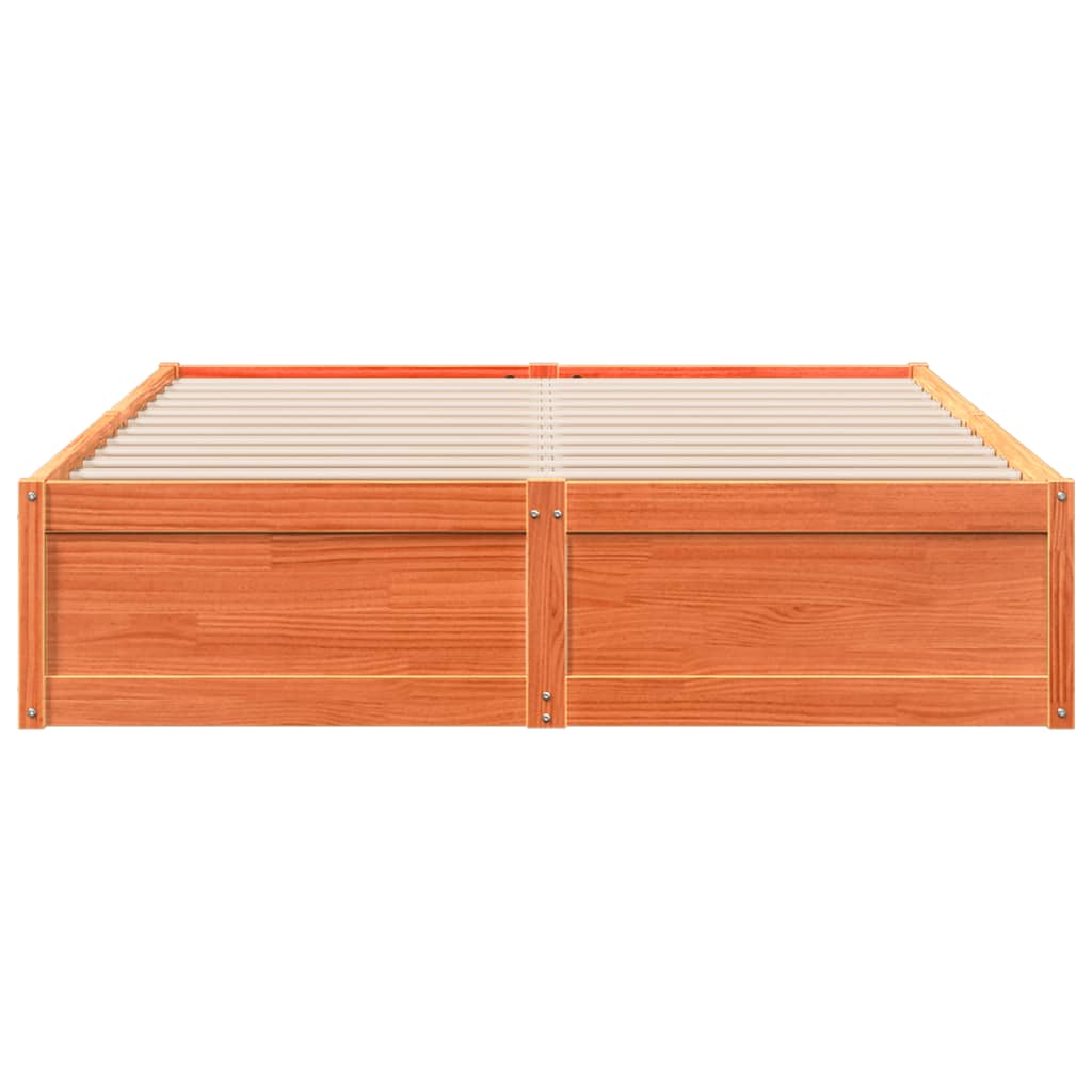 Cadre de lit sans matelas cire marron 150x200cm bois pin massif - XIOS