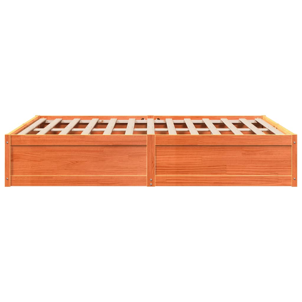Cadre de lit sans matelas cire marron 150x200cm bois pin massif - XIOS