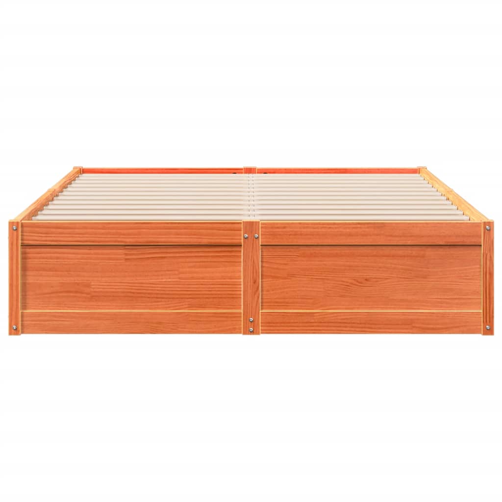 Cadre de lit sans matelas cire marron 140x200cm bois pin massif - XIOS