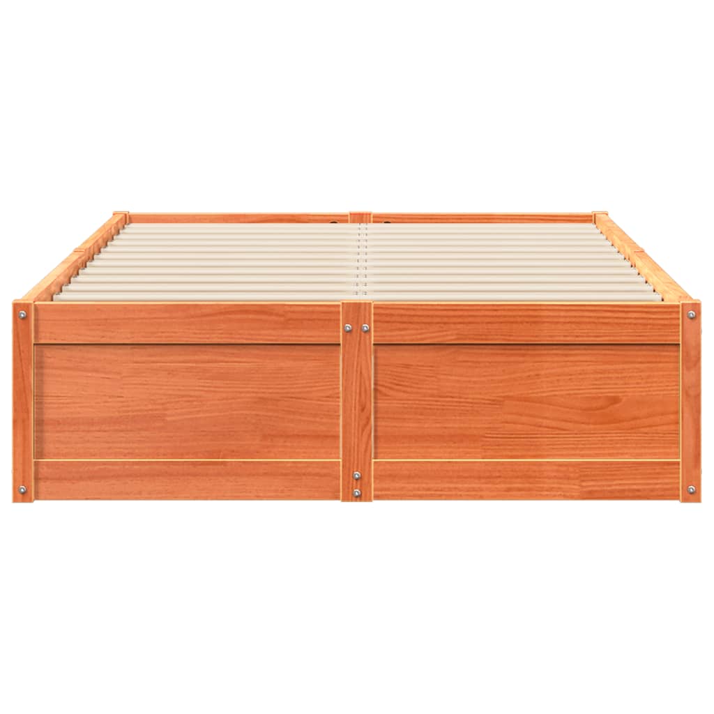 Cadre de lit sans matelas cire marron 120x200cm bois pin massif - XIOS
