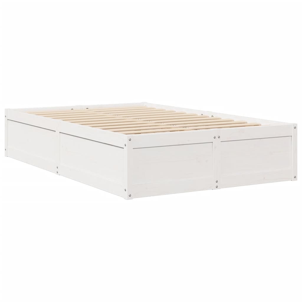 Cadre de lit sans matelas blanc 135x190 cm bois de pin massif - XIOS