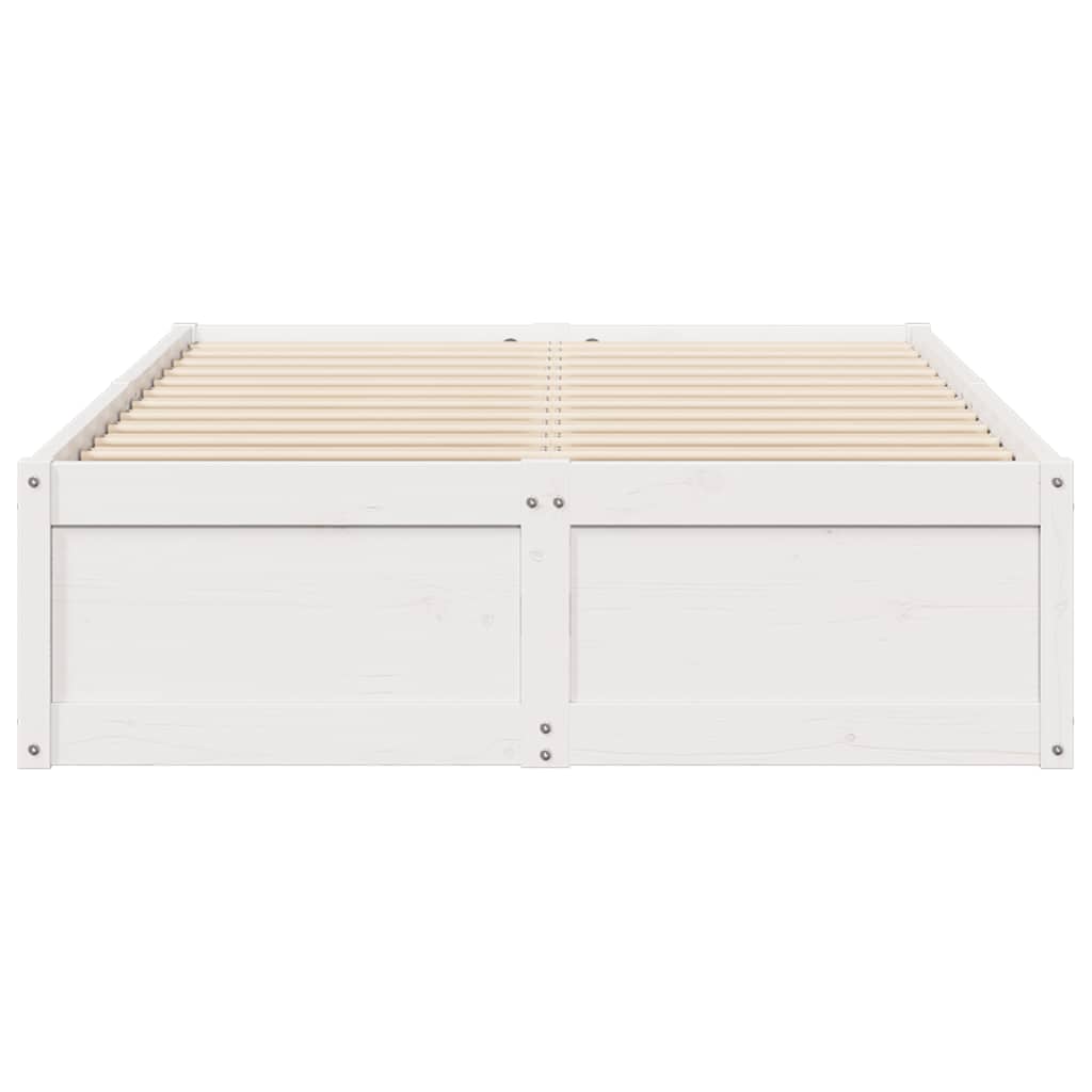 Cadre de lit sans matelas blanc 135x190 cm bois de pin massif - XIOS