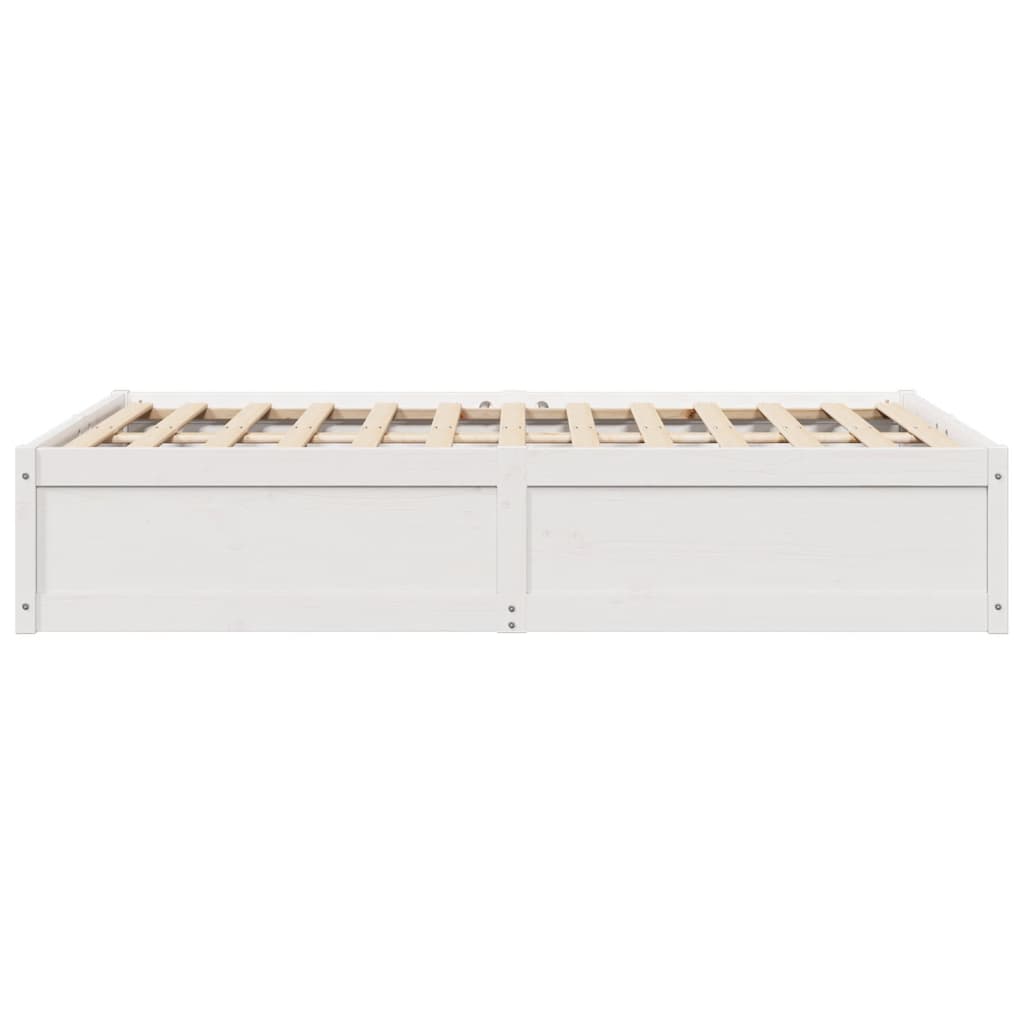 Cadre de lit sans matelas blanc 135x190 cm bois de pin massif - XIOS