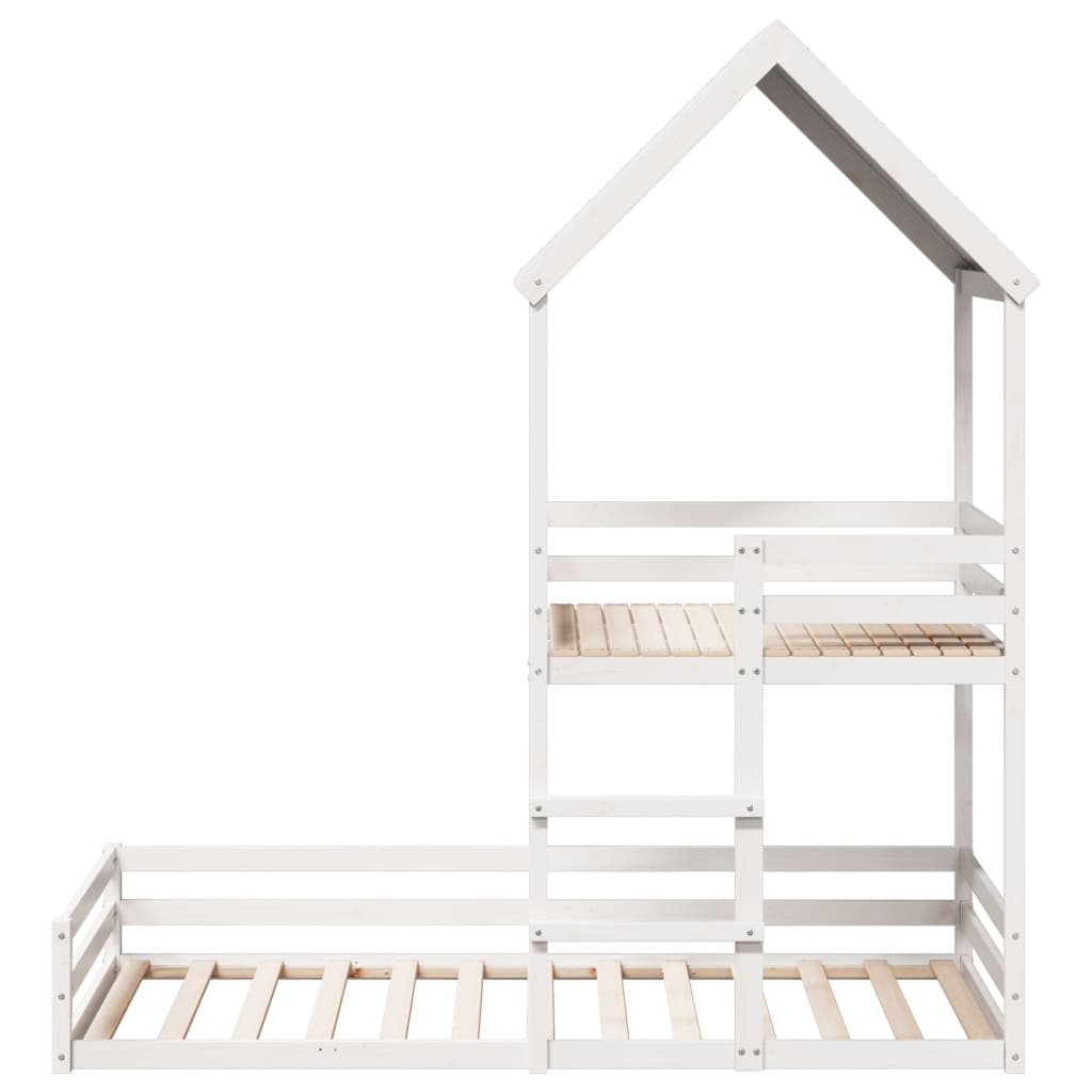 Lit superposé sans matelas blanc 90x200 cm bois de pin massif - XIOS