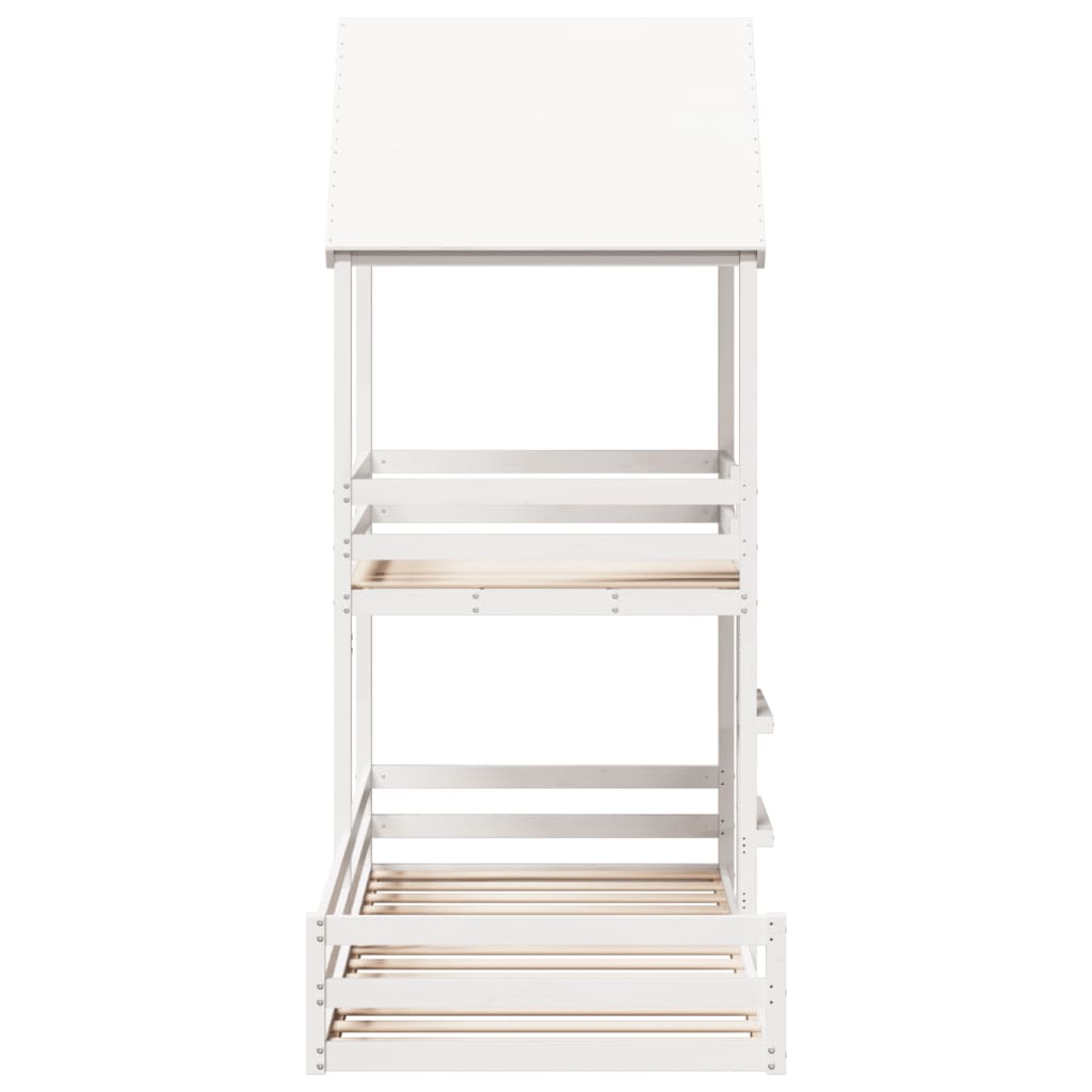Lit superposé sans matelas blanc 90x200 cm bois de pin massif - XIOS