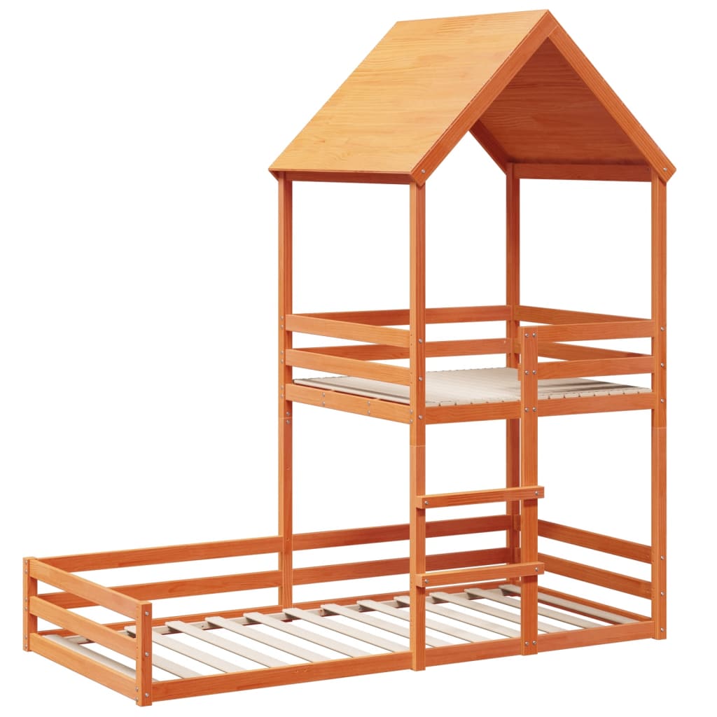 Lit superposé sans matelas cire marron 90x190 cm pin massif - XIOS