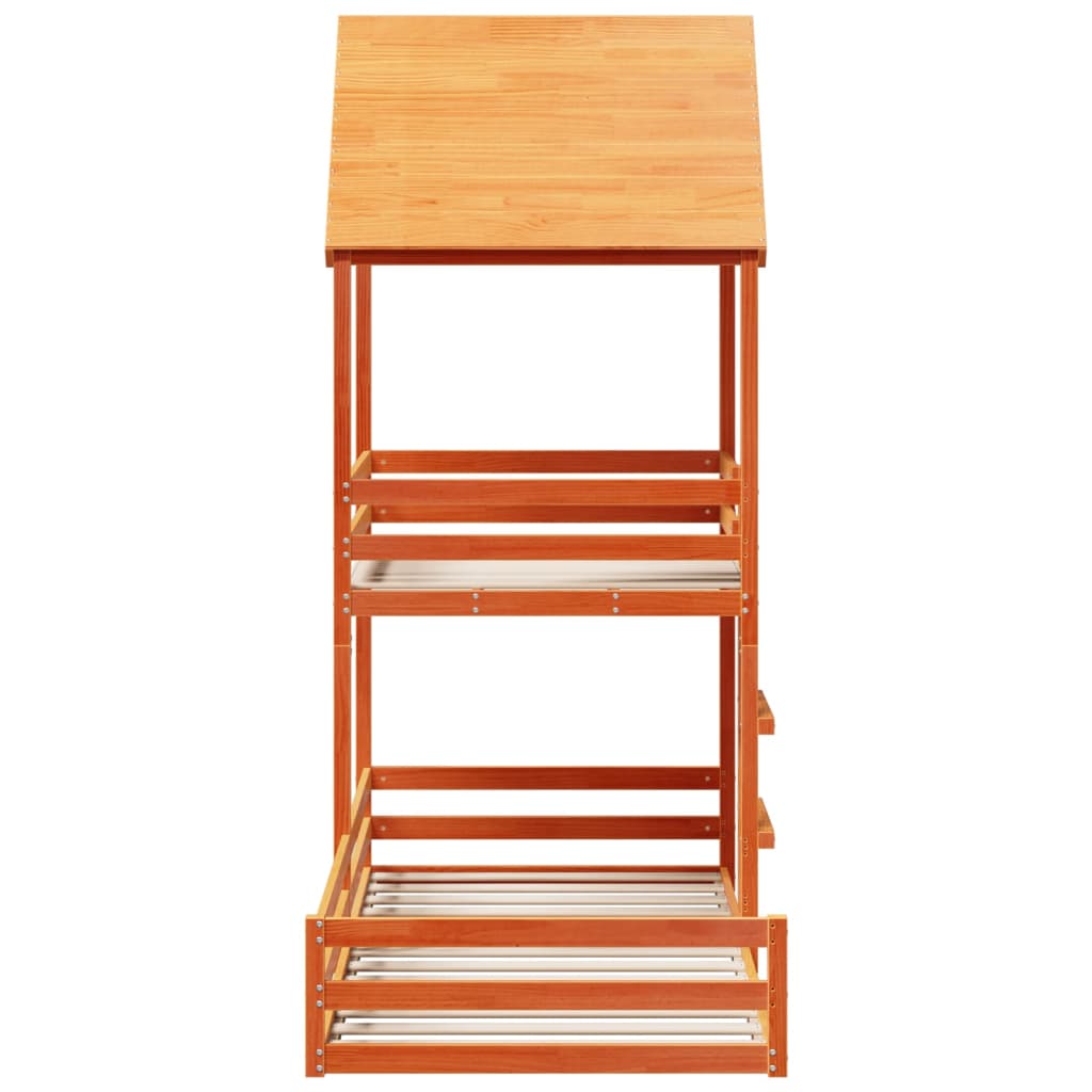 Lit superposé sans matelas cire marron 90x190 cm pin massif - XIOS