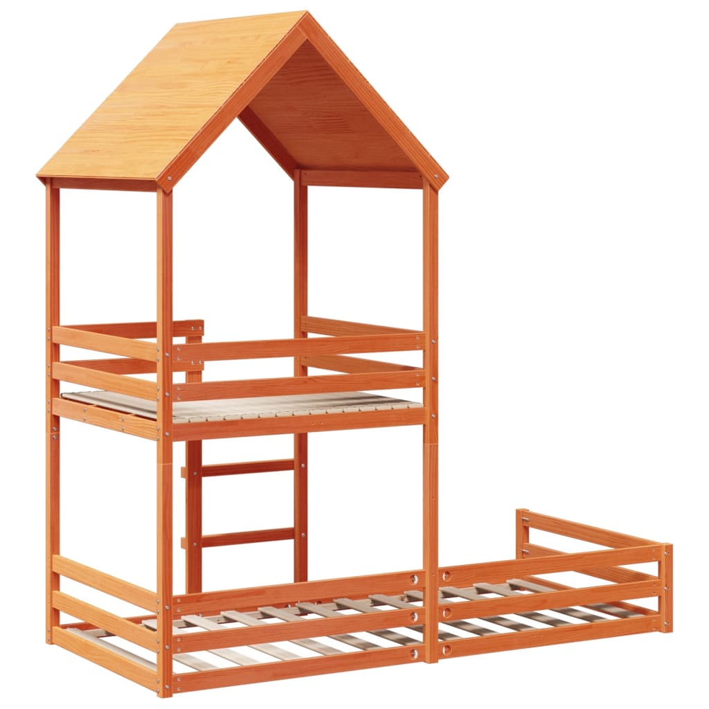 Lit superposé sans matelas cire marron 90x190 cm pin massif - XIOS