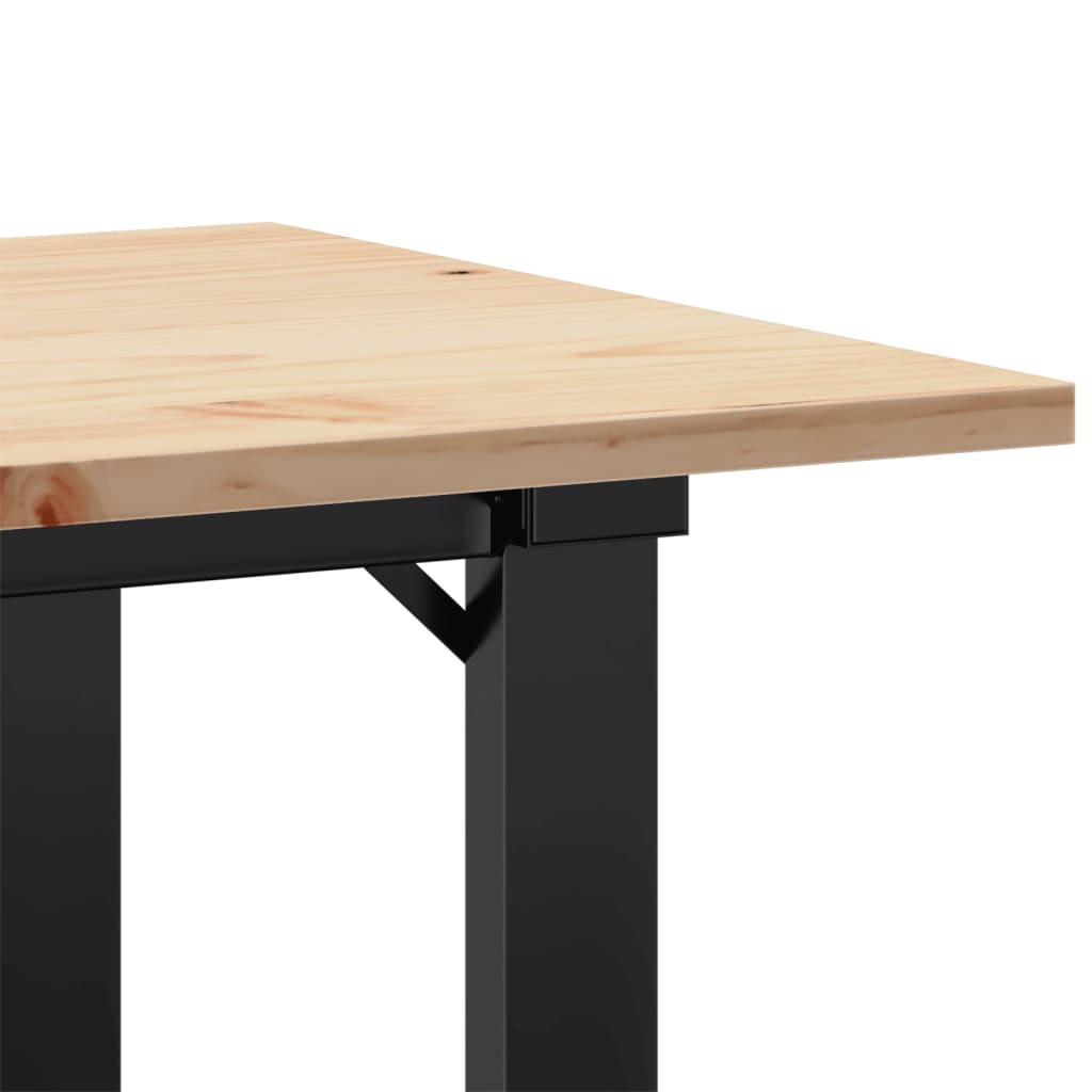 Table basse cadre en O 80x50x40 cm bois de pin massif et acier