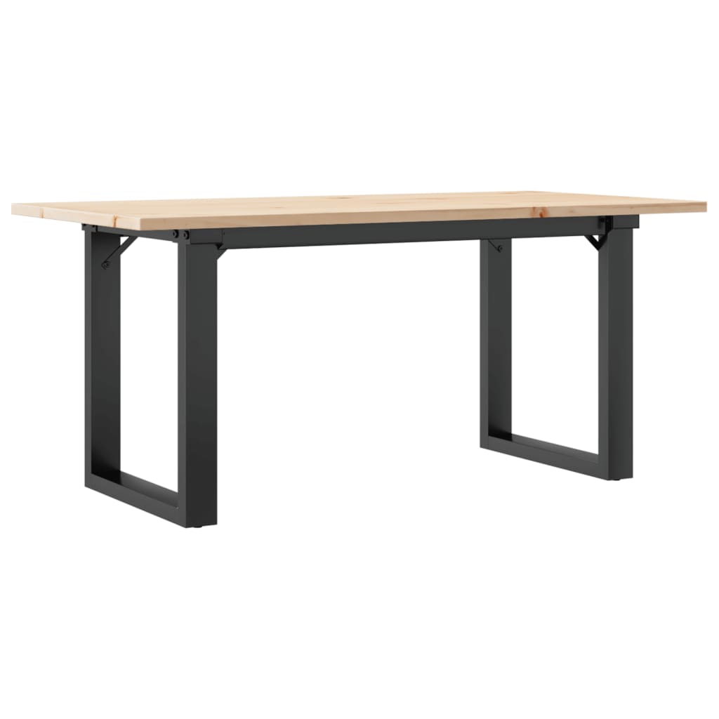 Table basse cadre en O 90x40x45 cm bois de pin massif et acier - XIOS