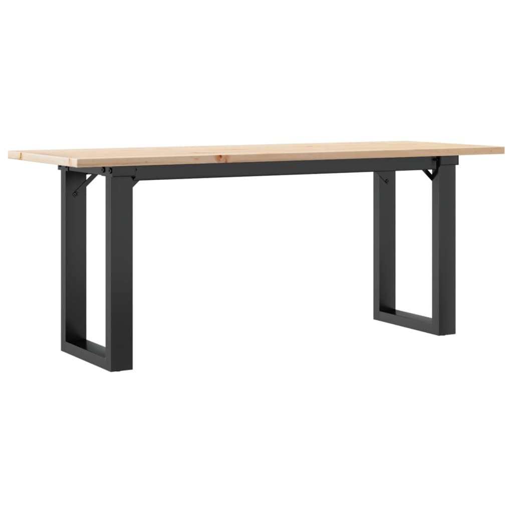 Table basse cadre en O 110x40x45 cm bois de pin massif et fonte - XIOS