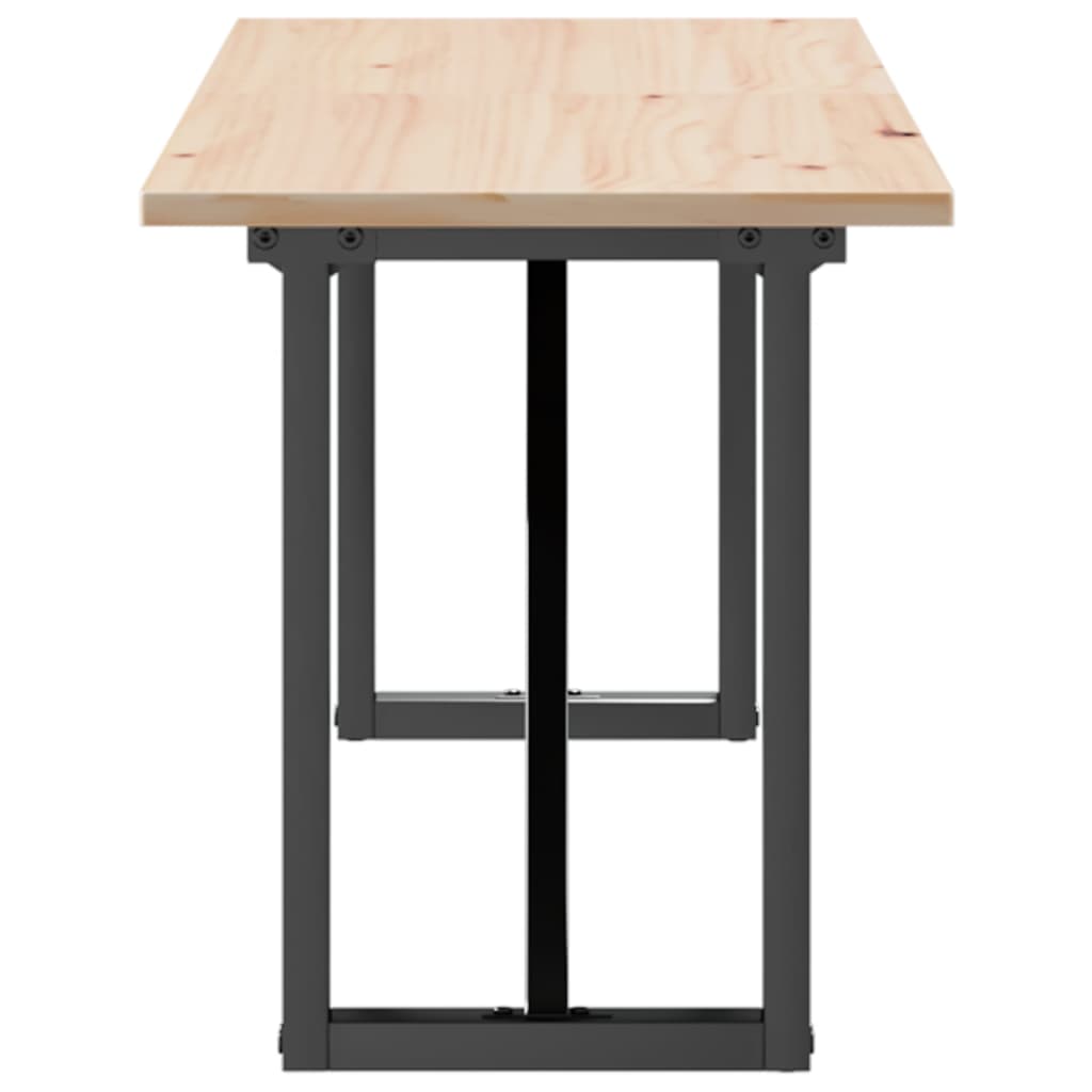 Table basse cadre en O 160x40x45 cm bois de pin massif et acier - XIOS