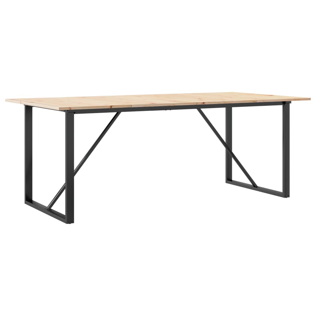 Table à manger cadre en O 200x100x75cm bois de pin massif acier