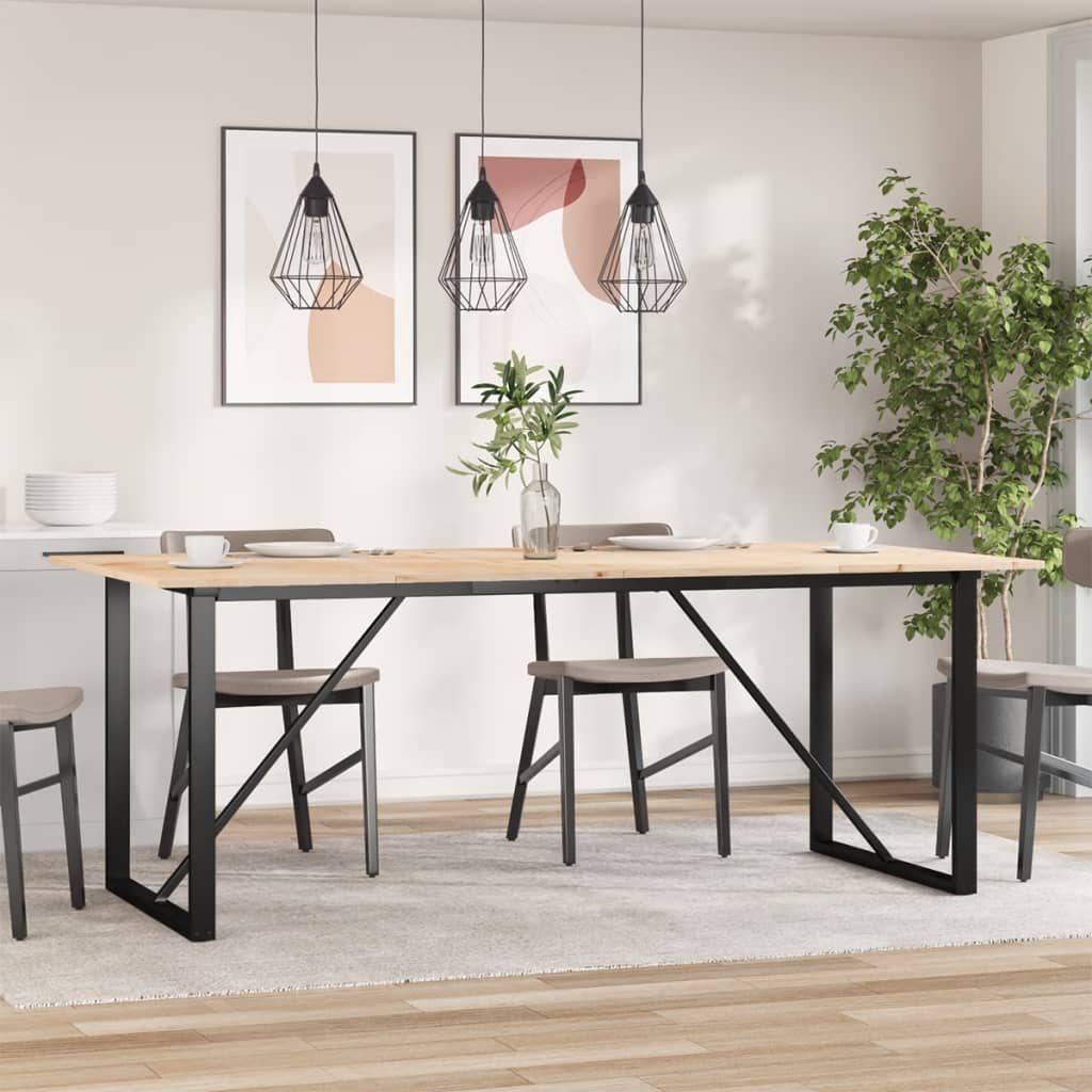 Table à manger cadre en O 200x100x75cm bois de pin massif acier