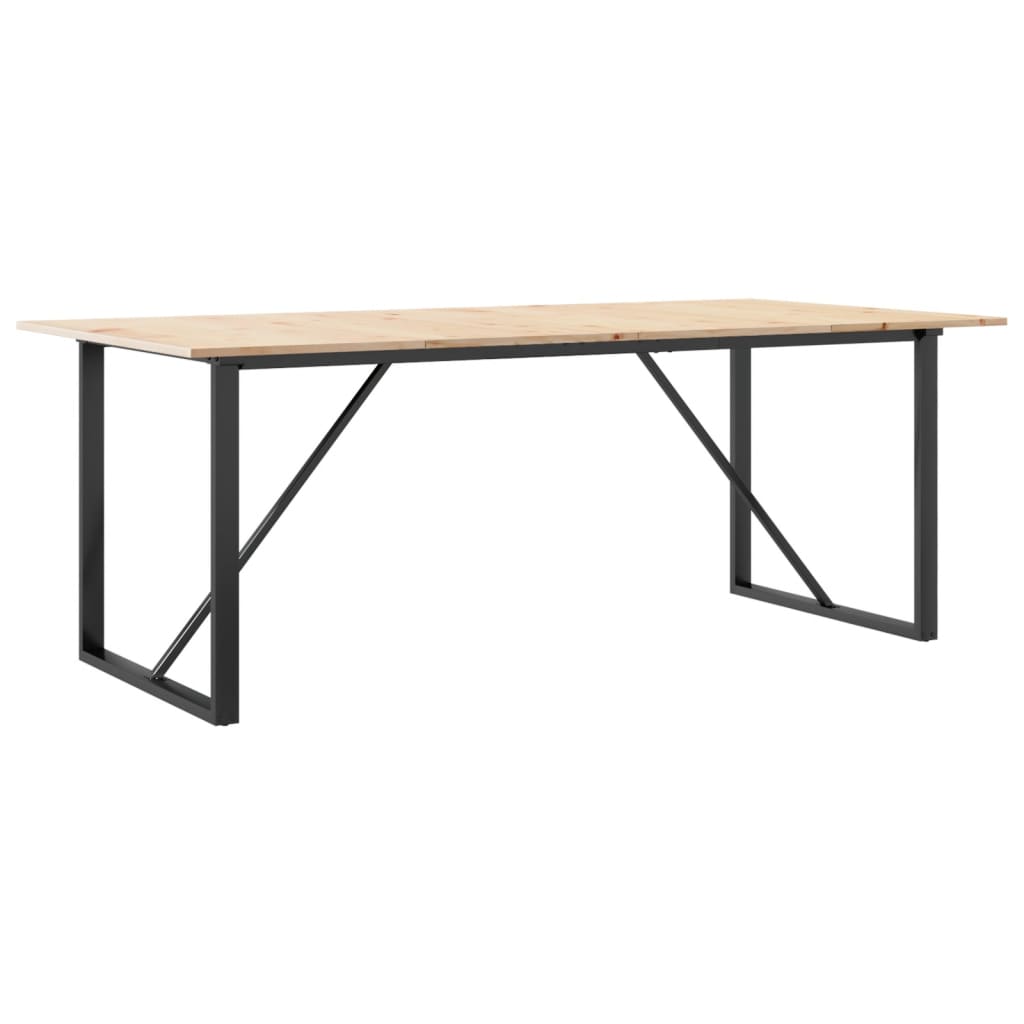 Table à manger cadre en O 200x100x75cm bois de pin massif acier