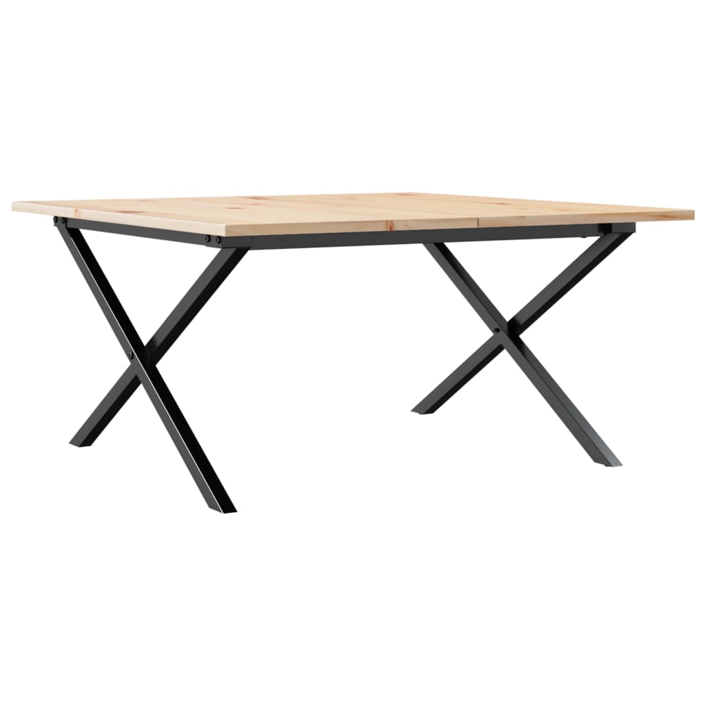 Table basse cadre en X 80x80x45 cm bois de pin massif et fonte - XIOS
